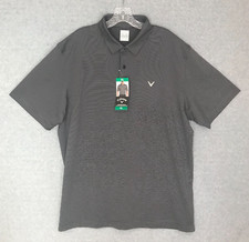 Callaway Golf Polo Shirt Mens XL Opti-Dri Wicking Gray Striped Stretch Shoulder
