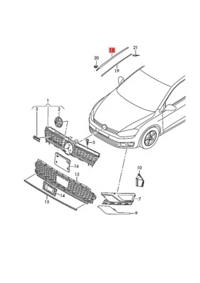 0EM Left Windshield Water Deflector Strip For VW Golf 7 2013-2021