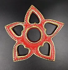 Feba Italia Red Ceramic Trivet Star And Hearts