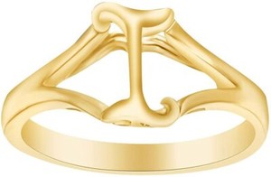 Authentic Alphabet Letter "I" Initial Engagement Ring in 14k Yellow Gold Plated