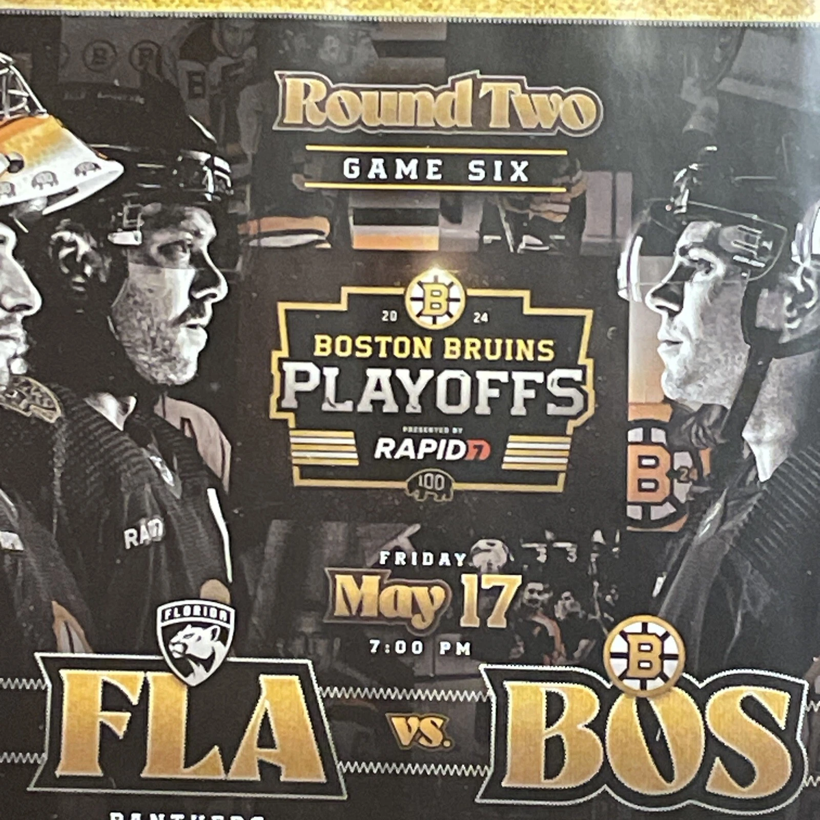 Boston Bruins 2024 Centennial Playoff Poster Round 2 Game 6 Florida