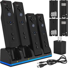 Remote Controller Charger for Wii/Wii U with 4 Pack 2800Mah Rechargeable Battery