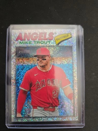 Topps Heritage Mike Trout Angels Parallel Baseball Card #163 Silver Sparkle