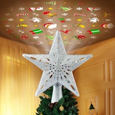 Christmas Tree Topper Lighted with 6 Patterns Projector, Christmas Star Tree ...