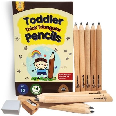 Toddler Pencils Thick Flat Jumbo Triangular Shape for Writing Beginners, Pres...