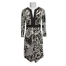 Ann Taylor Dress Mixed Print Floral Paisley V Neck Office Siren Casual Career