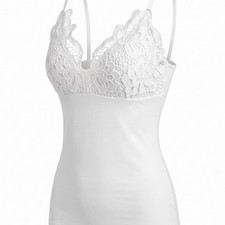 BKE White Lace-Trim Camisole Tank Top