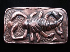 RH11130 VINTAGE 1970s  SCORPION  HANDMADE ART COPPERTONE BELT BUCKLE