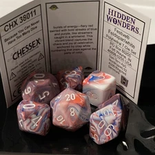 Chessex 38011 Hidden Wonders Festive Feldspar/White Polyhedral 7 Dice Set