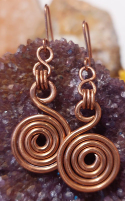 Reines Kupfer Heilspirale Ohrringe, Ohrring Schmuck, Spirituelle Kriya