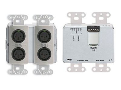 RDL DDS-RN40 Wall-Mounted Bi-Directional Mic/Line Dante Interface 4x2