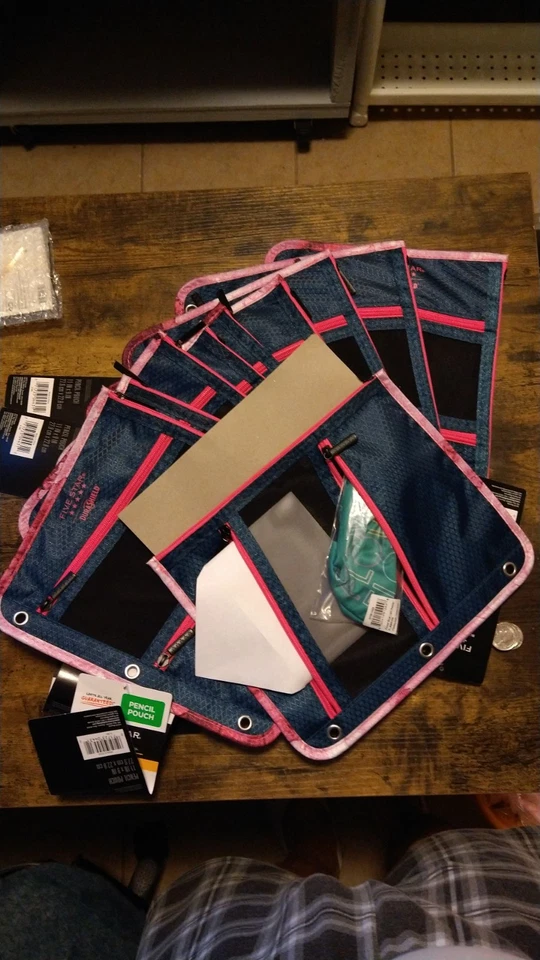 Bolsa de lápiz Mead Five Star Binder para carpeta de 3 anillos 2 bolsillos con cremallera 11"x9" NUEVO Foto 4 de 4