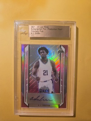 21-22 Leaf Metal Auto Pre-production Proof Prismatic Pink A.J Griffin 1/1 J5