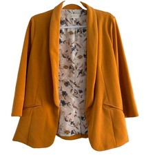 Skies Are Blue Mustard Yellow Open Front Blazer - Size L