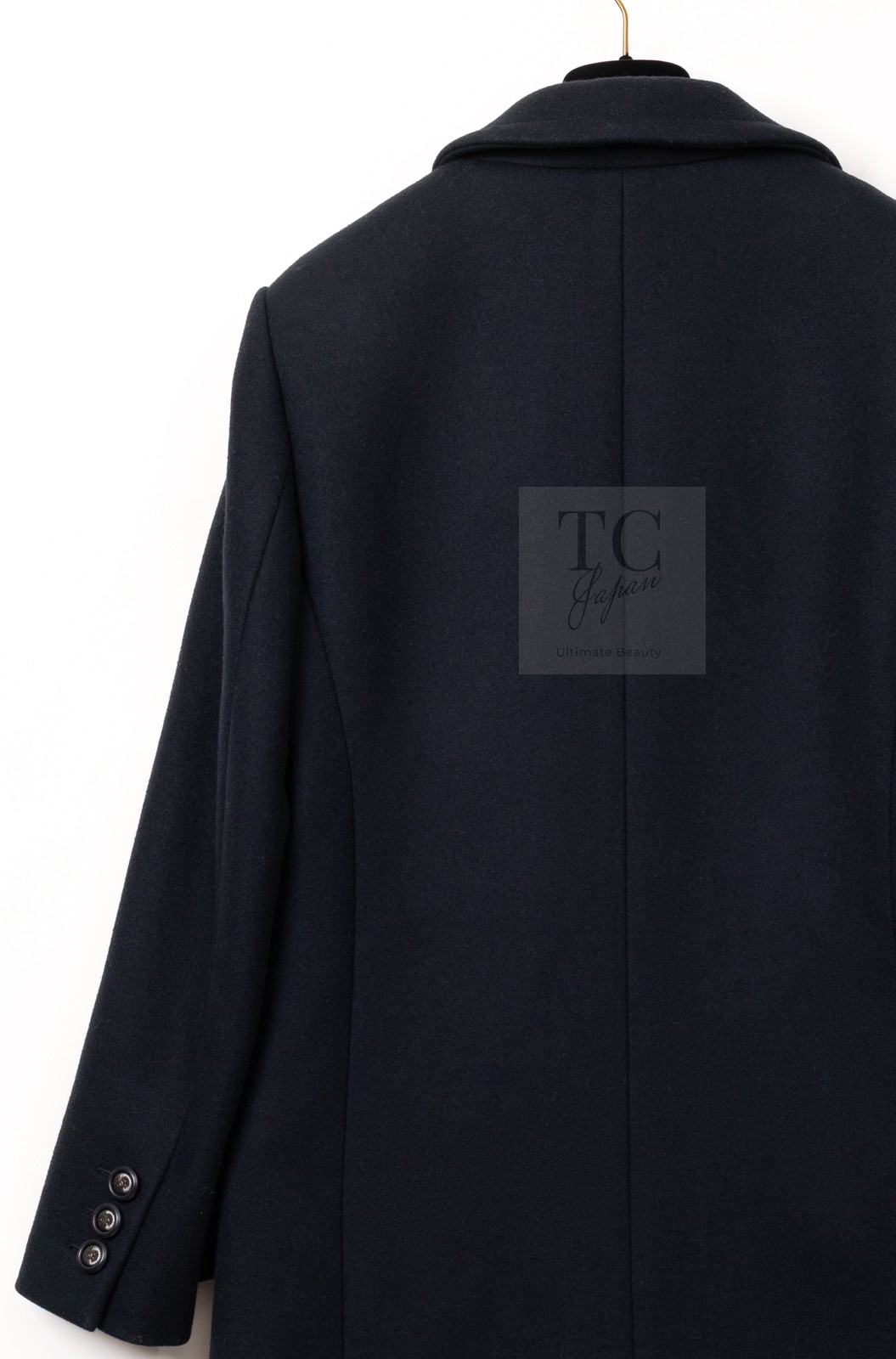 CHANEL 17B Black Dark Navy Wool CC Button Double Coat KarlLagerfeld 38 40 US6 8 image 6