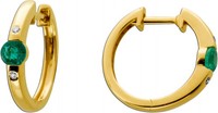 Smaragd Creolen Gold 585 14K GrüNe Edelsteine Natur Diamanten 0.03Ct