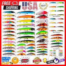 Bass Fishing Lures Kit Set Topwater Hard Baits Minnow Crankbait Pencil VIB Sw...