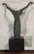 9 1/2" High Patinated Bronze/Brass Impala Sculpture on Base