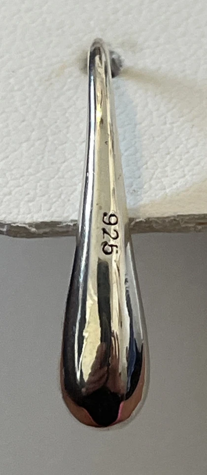 Marked Silver 925 Modernist Teardrop Hook Earrings – Minimalist Design 1” - Image 3 of 3