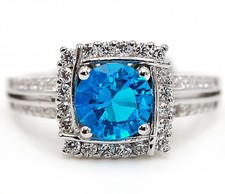 1CT Aquamarine  Topaz 925 Solid Genuine Sterling Silver Ring Jewelry Sz 8