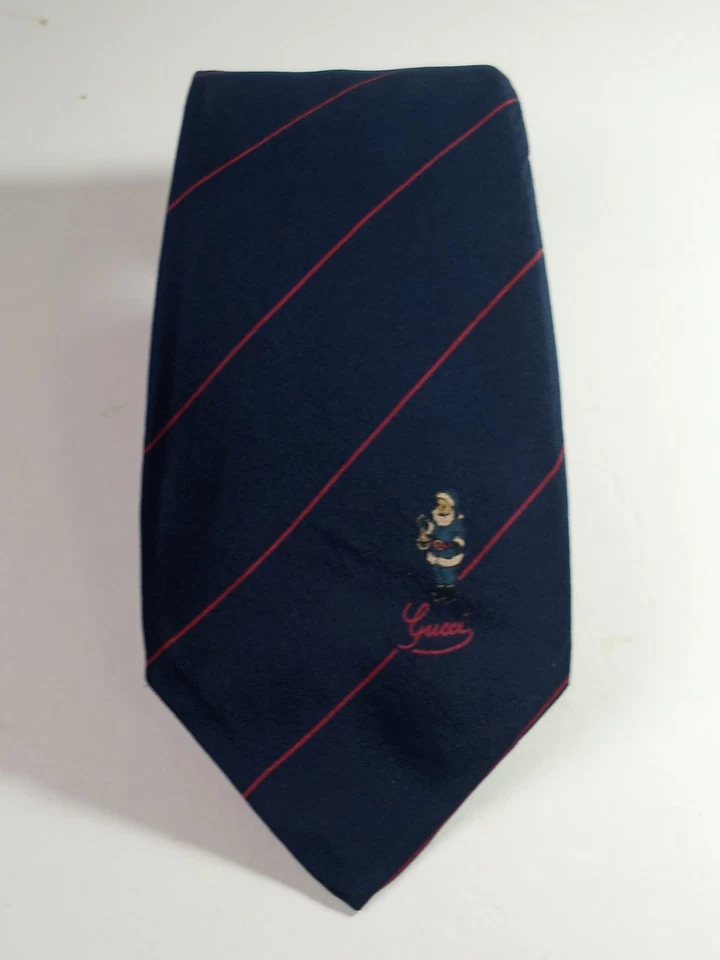 Gucci Rare Men's Blue Tie Santa Claus 100% Silk - Image 4 of 4
