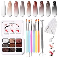Patting Gel Nail Polish Set, 9 Colors Ombre Gel Polish Palette, 100pcs Sponge...