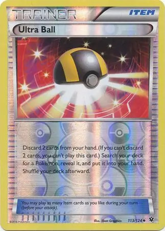 Ultra Ball - 113/124 - Pokemon Fates Collide XY Reverse Holo Rare Card NM
