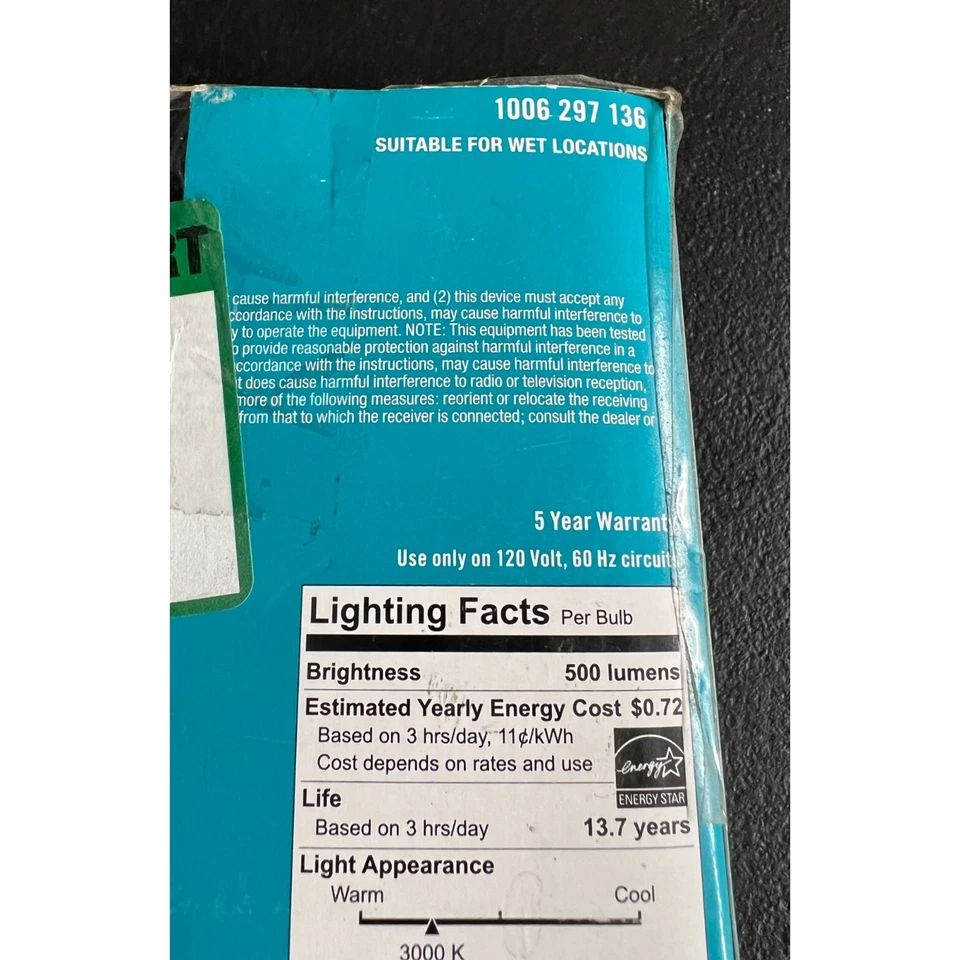 3pk Ecosmart Energy Star LED Light Bulbs G16.5 Bright White Dimmable 60W - Image 4 of 4