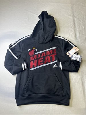 Adidas Miami Heat Black Hoodie Sewn Logo Youth Small (8) NWT E3