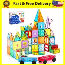 Magnetic Tiles 100PCS with 2 Cars, STEM Educational Building Blocks for Kids Age