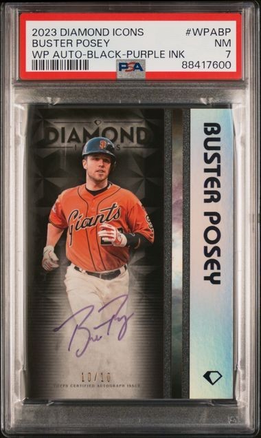 2023 Topps Diamond Icons Polychromatink Buster Posey Purple Auto /10 PSA 7