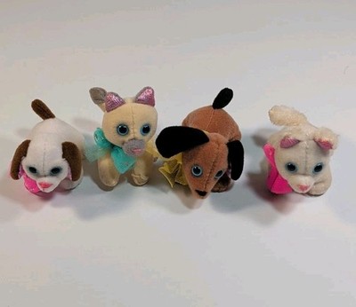 Lot Vtg 1995  Tiny Tag Alongs 2 Plush Cats And 2 Dogs GUC