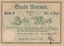 Worms - Stadt - 10 Mark - KN 5st - Schneider 37.2 / Geiger 569.02