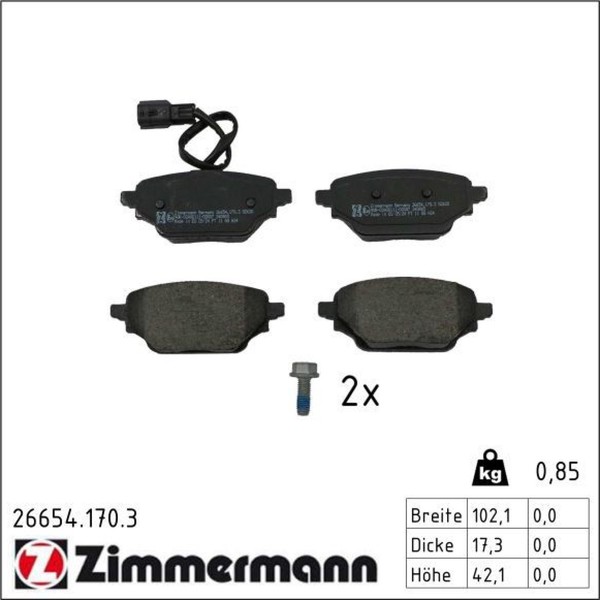 Zimmermann 26654.170.3 Bremsbelagsatz FüR Mercedes Benz Citan T Klasse W420-image