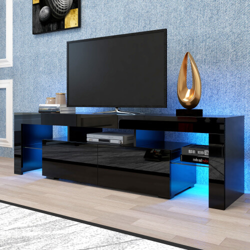 High Gloss Media Console Cabinet Entertainment Center For 70 In Tvs