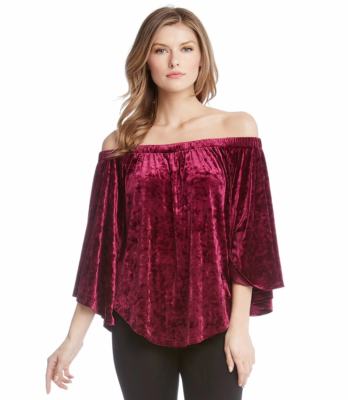 Karen Kane 3L31178 Berry Stretch Velvet Off Shoulder Top $98