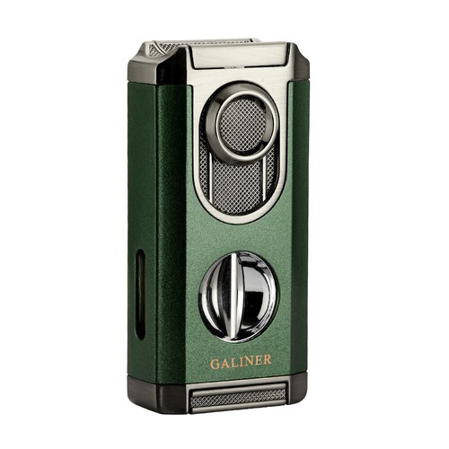 Galiner Grün 3 Strahl Flammenfackel Zigarrenanzünder Edelstahl V-Schneider Halter Geschenkbox - Bild 9 von 10
