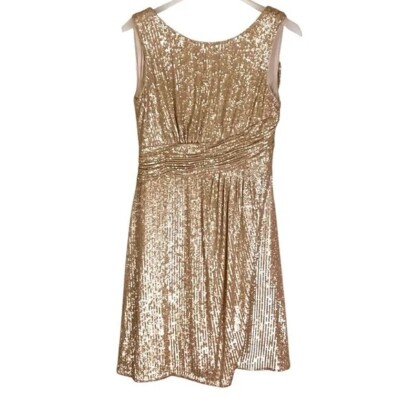 calvin klein gold sequin dress Mac Duggal - Gold Sequined Cape Sleeve Mini Dress