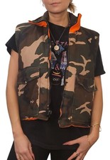 Vintage Reversible Orange Camouflage Hunting Vest, Size Large, Made in Taiwan