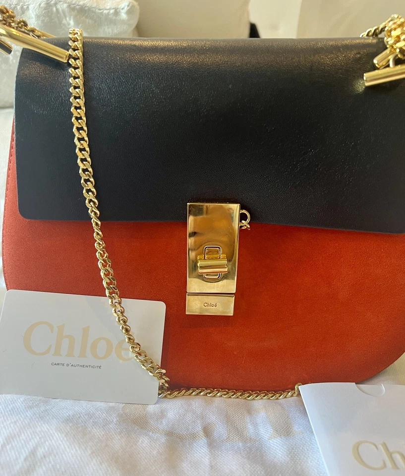 Bolso de hombro Chloe Drew negro y naranja Foto 2 de 4
