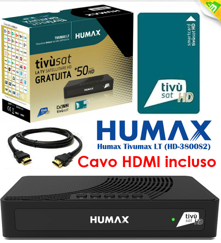 Tv Sat Italia Decoder TIVUSAT Humax HD-3801S2 - Ricevitore Satellitare Digitale Con Smart Card Included Ricevitore Hevc Main 10