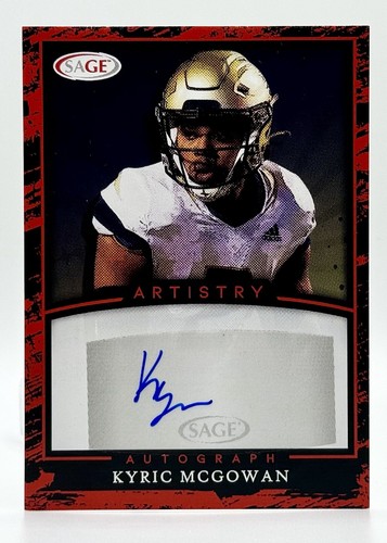 2022 SAGE Artistry Red Kyric McGowan RC Auto Washington Commanders