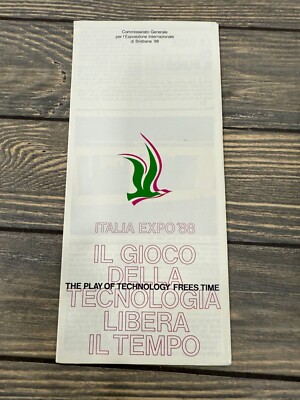 Italia Expo 88 Brochure ''Il Gioco Della Tecnologia Libera Il Tempo'' Italian Desi