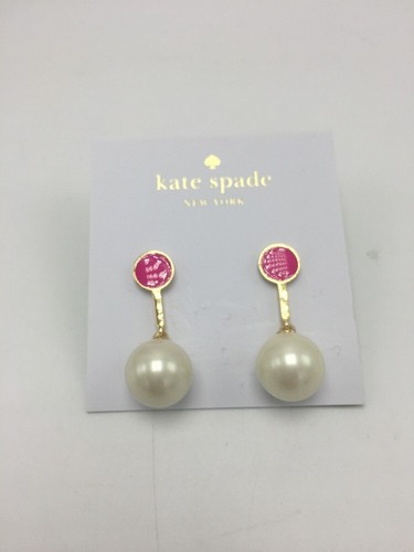 $48 KATE SPADE SHINE ON PiNK PEARL GOLD TONE EARRINGS S6 - 第 7/10 張圖片