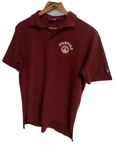 Polo homme vintage Champion Stanford marron XL (convient aux grandes) point simple années 80 années 90 - Photo 1/6