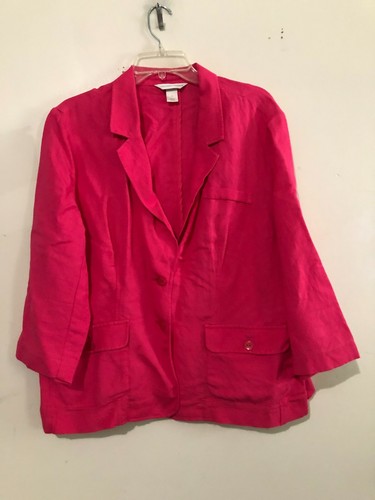 Christopher & Banks Size XL Pink Blazer Jacket Sweater Women Linen Formal - Picture 5 of 6