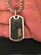 2 Ct Round Cut Black Moissanite Dog Tag Men's Pendant Charm 925 Sterling Silver