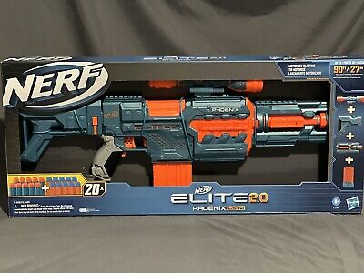 NEW Hasbro F2541 Nerf Elite 2.0 Phoenix CS-10 w/ 20-Darts 10-Dart Clip &  Barrel