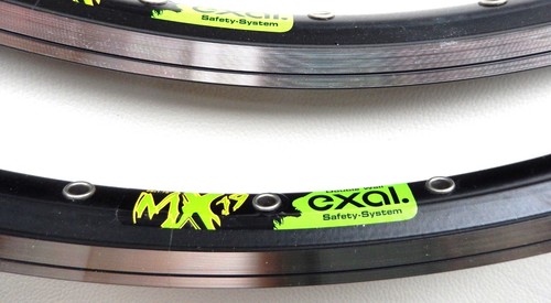 PAIRE DE JANTES VTT ALUMINIUM EXAL MX19 26" A PNEUS 36 TROUS NEUVE - Photo 2 sur 3