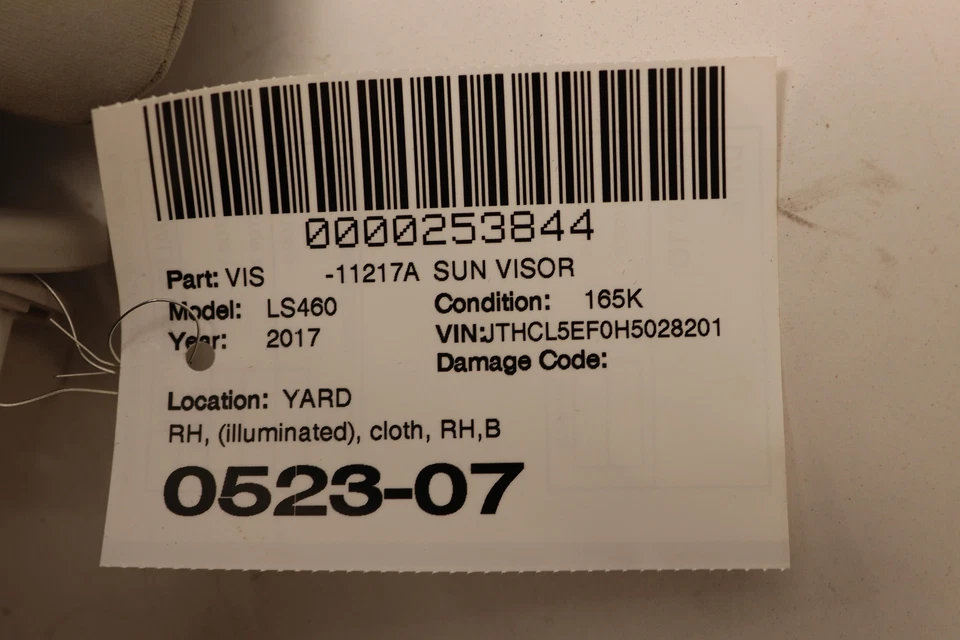 Lexus LS460 LS600H 2013-2017 lado del pasajero derecho parasol tela OEM Foto 3 de 3